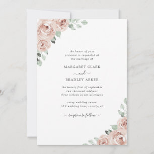 Convite Sage Greenery Floral Dusty Rosa Em Um Casamento