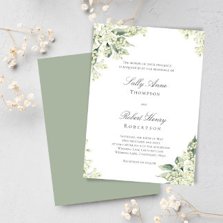 Convite Sage Greenery Floral Elegante Roteiro Casamento