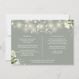Convite Sage Greenery Lights Informações de Casamento