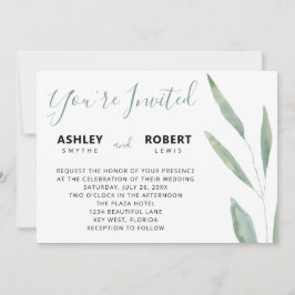 Convite Sage Greenery Wedding Convite, Botânico