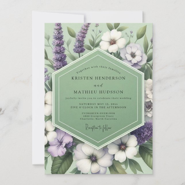 Convite Sage Lavender Meadow Wedding (Frente)