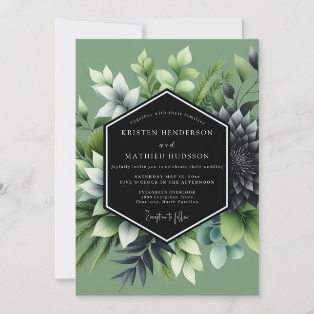 Convite Sage Lush Succulent Wedding (Frente)