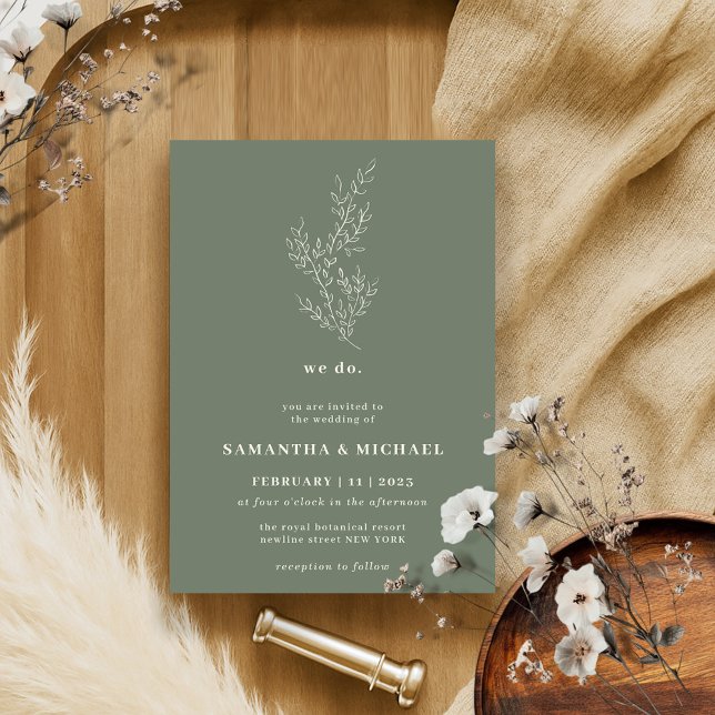 Convite Sage Marfim Hera Floral Casamento Botânico fazemos (Criador carregado)