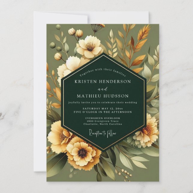 Convite Sage Marigold Earthy Wedding (Frente)