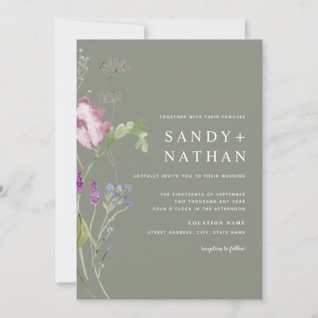 Convite Sage Modern Wildflower Weditation (Frente)
