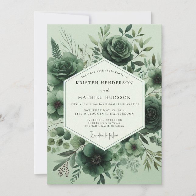 Convite Sage Monochromatic Flora Wedding (Frente)