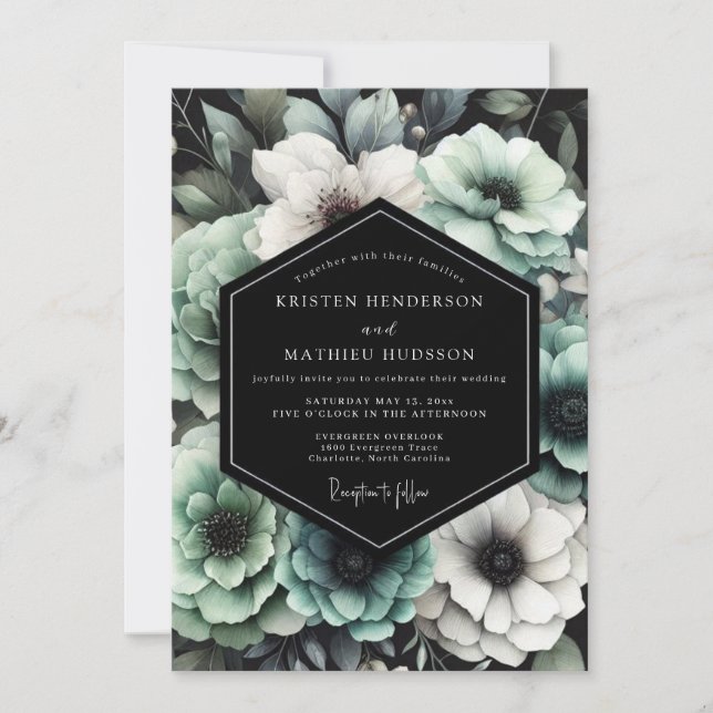 Convite Sage Moody Floral Wedding (Frente)