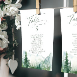 Convite Sage Mountain table number seating chart