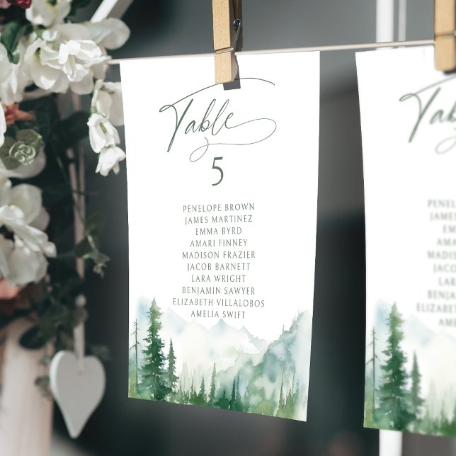 Convite Sage Mountain table number seating chart (Sage Mountain table number seating chart)