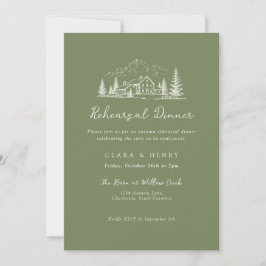 Convite Sage Mountain Wedding Rehearsal Dinner Invitation