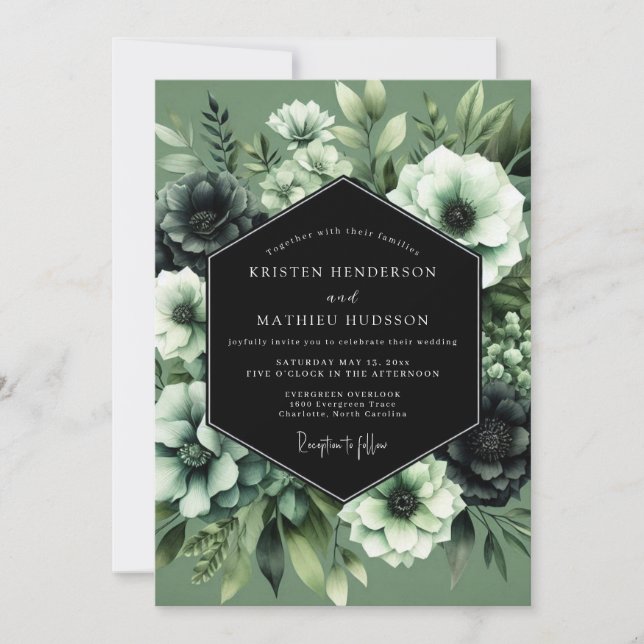 Convite Sage Nocturnal Bloom Wedding (Frente)