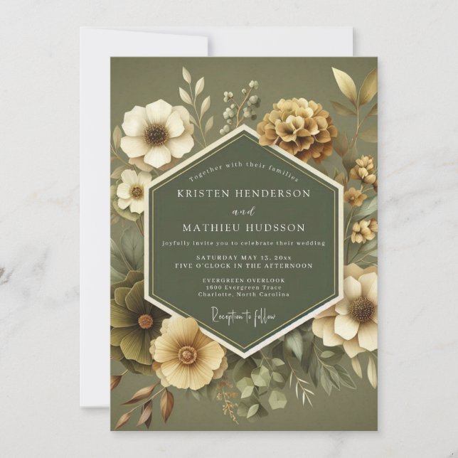Convite Sage Ochre Botanical Wedding (Frente)