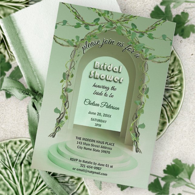 Convite Sage Olive Greenery Rustic Boho Vine Bridal Shower (Criador carregado)