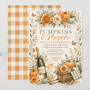 Convite Sage Pumpkins Prosecco Outono Floral Chá de Noiva