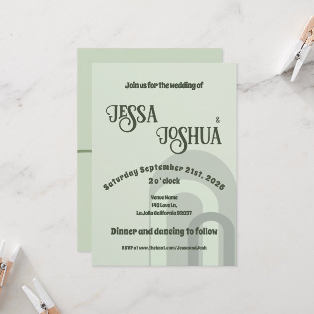 Convite Sage Retro Funky Disco Weding - Bold Modern Divers (Frente/Verso In Situ)