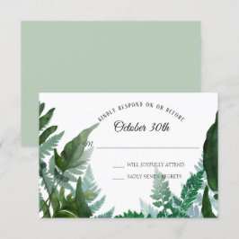 Convite Sage RSVP Casamento Samambaias Folhagem Floresta F