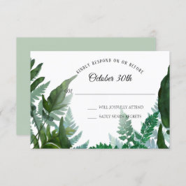 Convite Sage RSVP Wedding Ferns Forest Foliage Foliage Fol