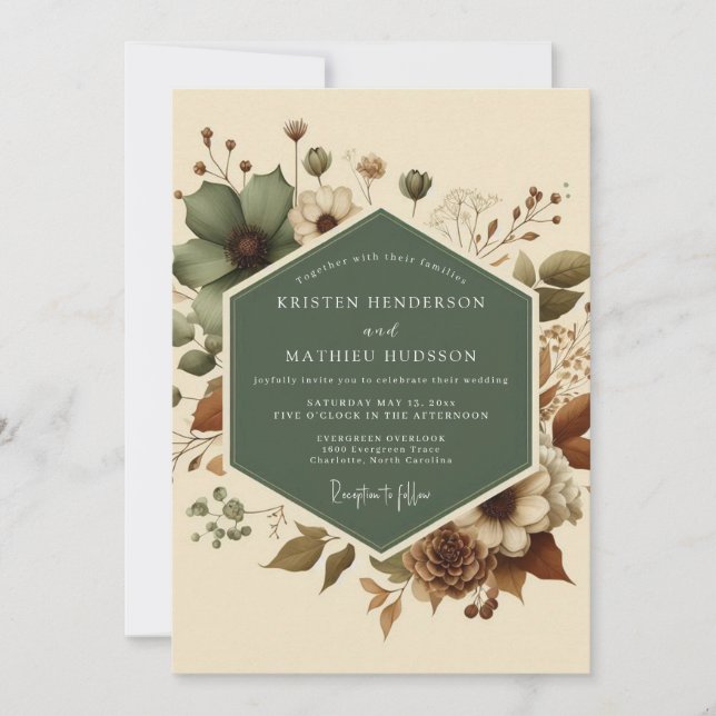 Convite Sage Rustic Meadow Wedding (Frente)