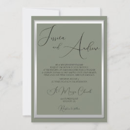 Convite Sage & Silver Wedes sofisticadas