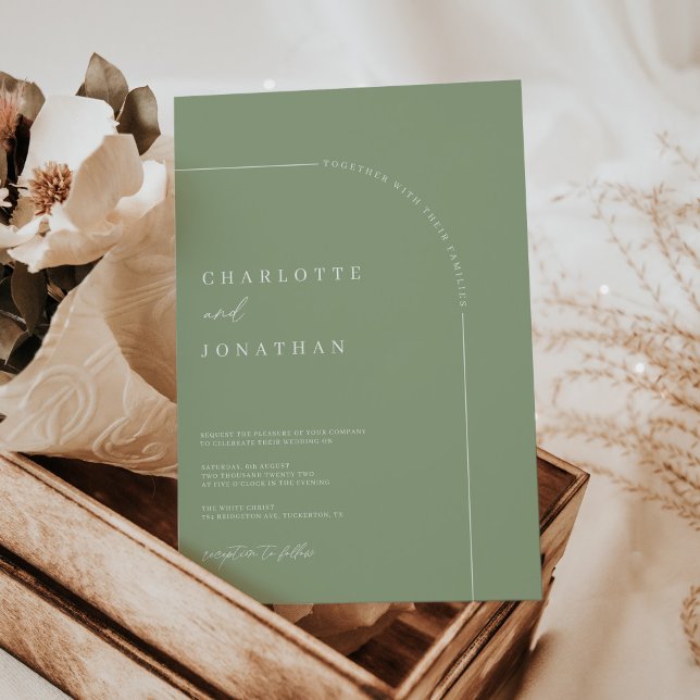 Convite Sage Simple Modern Arch Weding (Criador carregado)
