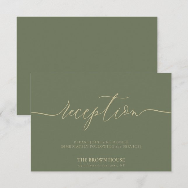 Convite Sage Simple Wedding Reception (Frente/Verso)