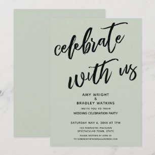 Convite Sage Simples Celebre Conosco Recepção de Casamento