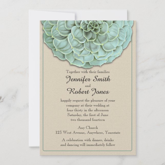 Convite Sage Succulent Wedding (Frente)