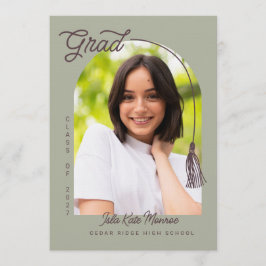 Convite Sage Tassel Grad Announcement with Photo