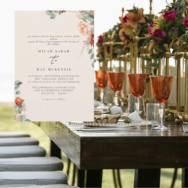 Convite Sage & Terracotta Casamento de Ambos os Conjuntos  (Criador carregado)