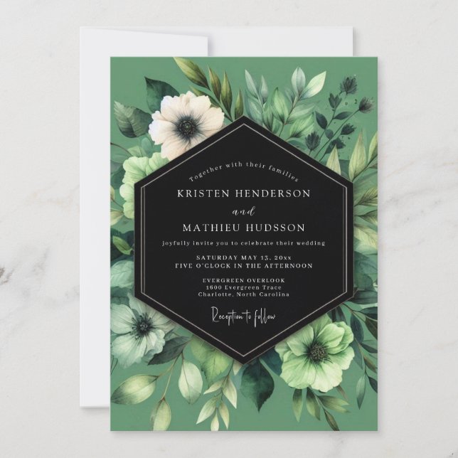 Convite Sage Verdant Anemone Wedding (Frente)