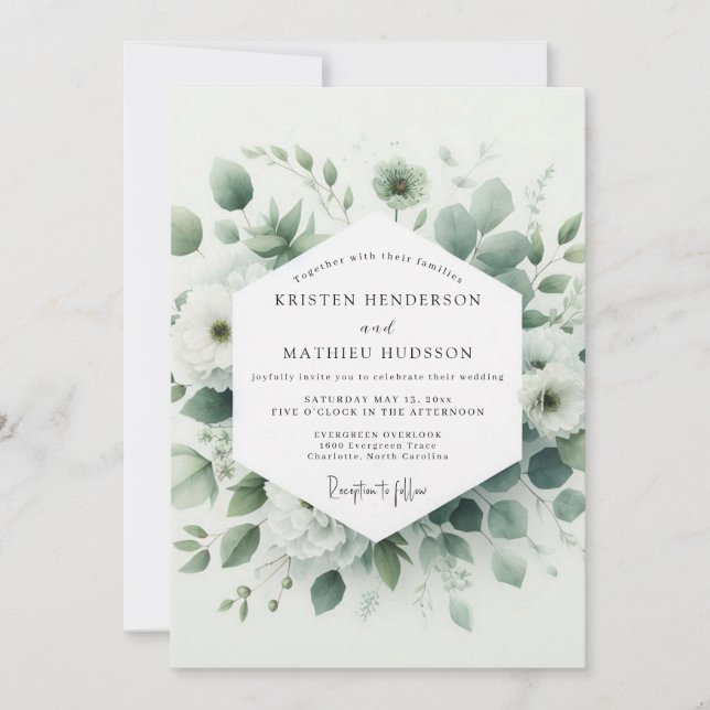 Convite Sage Verdant Botanical Wedding (Frente)