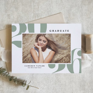 Convite Sage Verde 2025 Tipografia Negrito Foto Graduação