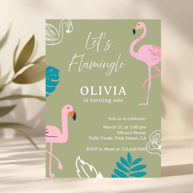 Convite Sage Verde Aniversário do Flamingo Let’s Flamingle (pink flamingo
tropical birthday
summer birthday
girl birthday party
flamingo invitation
tropical par)