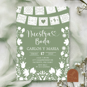 Convite Sage Verde Boho Talavera Mexicano Nosso Casamento