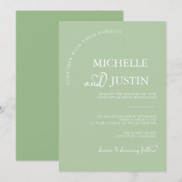 Convite Sage Verde Casamento Moderno Simples Minimalista  