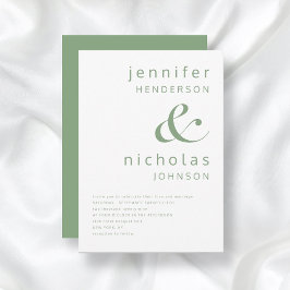 Convite Sage Verde Casamento Simples Minimalista Tipografi