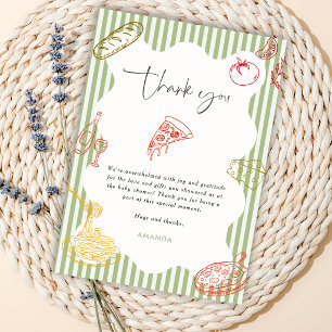 Convite Sage Verde Ciao Baby Pizza Italiana Chá de Bebê