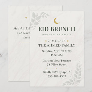 Convite Sage Verde & Dourado Botânico Sage Brunch Eid Lua