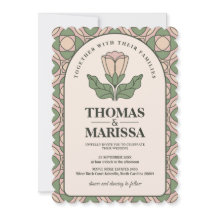 Sage Verde e Rosa Art Nouveau Floral Casamento