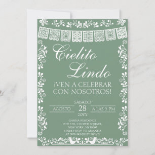 Convite Sage Verde Festa Mexicana Cielito Lindo