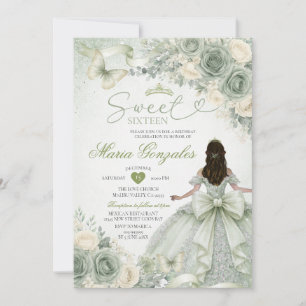 Convite Sage Verde Floral Charra Princesa Doze Anos