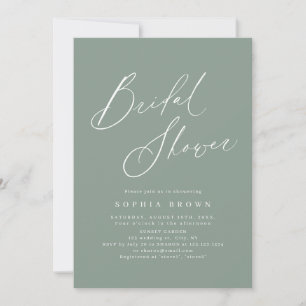Convite Sage verde moderno script minimalista chá de noiva