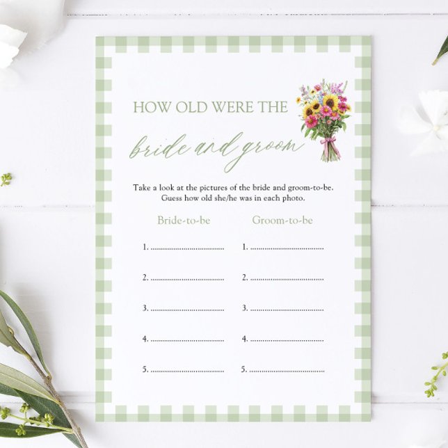 Convite Sage Verde Quantos Anos Tinham os Noivos & Jogo (Sage Green How Old Were The Bride & Groom Game)