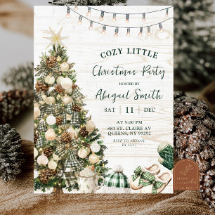 Convite Sage Verde Rústico Hygge Natal Confortável e Aconc