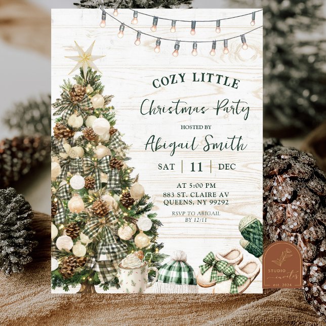 Convite Sage Verde Rústico Hygge Natal Confortável e Aconc (Criador carregado)