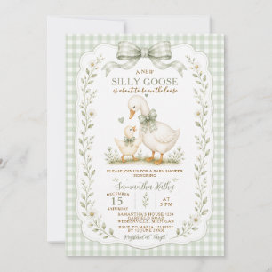 Convite Sage Verde Silly Goose Churrasco de Bebê Neutro