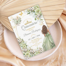 Sage Verde Tiara Dourada Borboleta Quinceañera