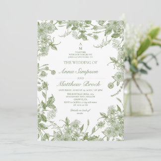 Convite Sage Verde Tudo em Um Casamento de Flores Silvestr