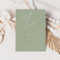 Sage Whimsical Green Hello Baby! Chá de fraldas