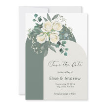 Sage & White Roses Arch Frame Salvar a Data